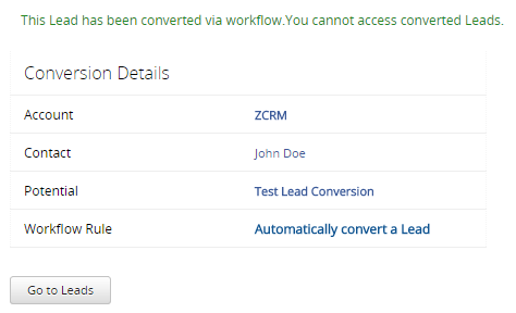 Testing the automatic Lead conversion