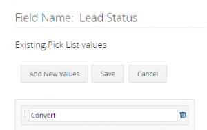 The first process to automatically convert a Lead in Zoho CRM is to have a field to trigger the action
